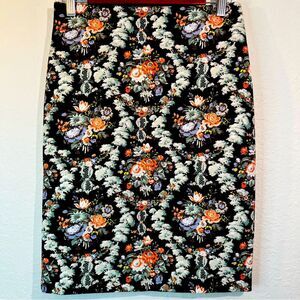 Philosophy black floral print pencil skirt 🖤 sturdy stretch 🖤 size 4
